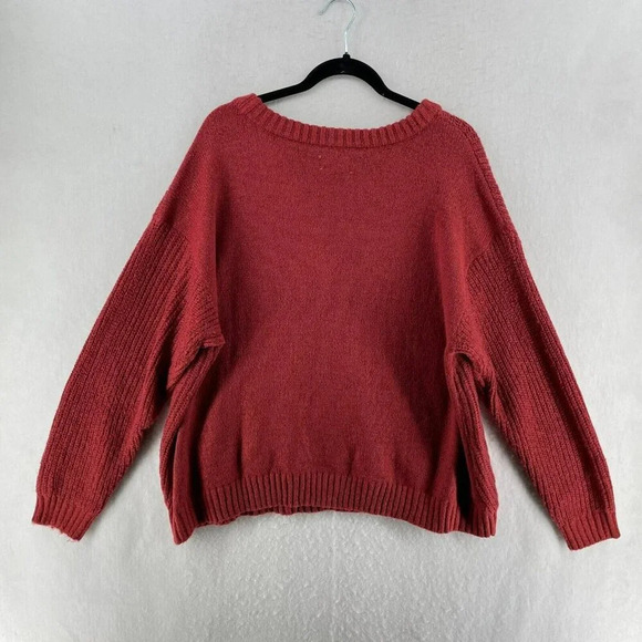 Evri Sweater Womens Sz 2X Red Knit Ribbed Round Neck Stretch Pullover Stretch - Picture 2 of 10